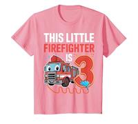 This Little Firefighter is 3 Funny Fire Truck 3rd Birthday T-Shirt, Youth, Pink, 2T