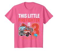 This Little Firefighter is 3 Funny Fire Truck 3rd Birthday T-Shirt, Youth, Pink Heather, 2T