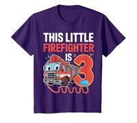 This Little Firefighter is 3 Funny Fire Truck 3rd Birthday T-Shirt, Youth, Purple, 2T