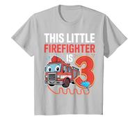 This Little Firefighter is 3 Funny Fire Truck 3rd Birthday T-Shirt, Youth, Silver Grey, 3T