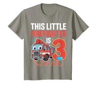 This Little Firefighter is 3 Funny Fire Truck 3rd Birthday T-Shirt, Youth, Slate Grey, 2T