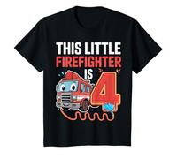 This Little Firefighter is 4 Funny Fire Truck 4th Birthday T-Shirt