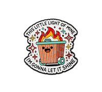This Little Light Of Mine I'm Gonna Let It Shine Pin Brooch, Dumpster Fire Enamel Pin, Funny Gift Sarcastic Sassy Friend Coworker, Hot Mess Disaster Brooches, Positivity In Chaos Lapel Badge, Dark