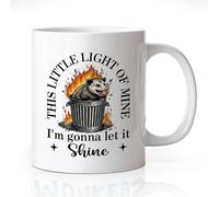 This Little Light of Mine Mug,Funny Possum Trash Fire 11oz Ceramic Coffee Cup,Sarcastic Animal Lover Gifts for Women Men Friend Coworker,Birthday Chaos Office Home Mug for Mom Aunt Sister