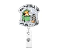 This Little Light of Mine Raccoon Dumpster Fire Badge Reel, Funny Animal Badge Holder with Retractable Clip, Cute Gifts for Nurse Nursing Student RN LPN CNA MA Medical Worker Office Staff Teacher