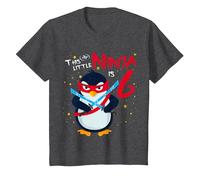 This Little Ninja is 6 Birthday Penguin 6 Year Old Boy T-Shirt, Youth, Dark Heather Grey, 2T