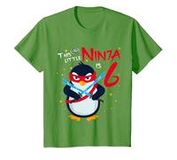 This Little Ninja is 6 Birthday Penguin 6 Year Old Boy T-Shirt, Youth, Grass Green, 3T