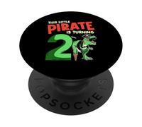 This Little Pirate Is Turning 2 T-Rex Dinosaur 2nd Birthday PopSockets Adhesive PopGrip