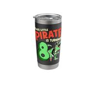 This Little Pirate is Turning 2 T-Rex Dinosaur 2nd Birthday Stainless Steel Insulated Tumbler