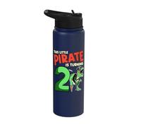 This Little Pirate is Turning 2 T-Rex Dinosaur 2nd Birthday Stainless Steel Insulated Water Bottle