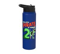 This Little Pirate is Turning 2 T-Rex Dinosaur 2nd Birthday Stainless Steel Insulated Water Bottle
