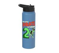 This Little Pirate is Turning 2 T-Rex Dinosaur 2nd Birthday Stainless Steel Insulated Water Bottle