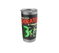 This Little Pirate is Turning 3 T-Rex Dinosaur 3rd Birthday Stainless Steel Insulated Tumbler