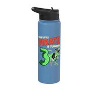 This Little Pirate is Turning 3 T-Rex Dinosaur 3rd Birthday Stainless Steel Insulated Water Bottle