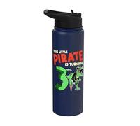 This Little Pirate is Turning 3 T-Rex Dinosaur 3rd Birthday Stainless Steel Insulated Water Bottle