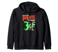 This Little Pirate Is Turning 3 T-Rex Dinosaur 3rd Birthday Zip Hoodie