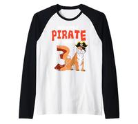 This Little Pirate is Turning 3 Wild Tiger 3rd Birthday Raglan Baseball Tee