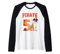 This Little Pirate is Turning 5 Wild Tiger 5th Birthday Raglan Baseball Tee