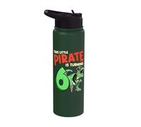 This Little Pirate is Turning 6 T-Rex Dinosaur 6th Birthday Stainless Steel Insulated Water Bottle