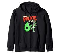This Little Pirate Is Turning 6 T-Rex Dinosaur 6th Birthday Zip Hoodie