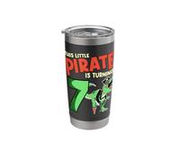 This Little Pirate is Turning 7 T-Rex Dinosaur 7th Birthday Stainless Steel Insulated Tumbler