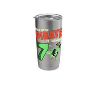 This Little Pirate is Turning 7 T-Rex Dinosaur 7th Birthday Stainless Steel Insulated Tumbler