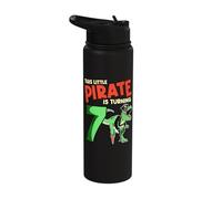 This Little Pirate is Turning 7 T-Rex Dinosaur 7th Birthday Stainless Steel Insulated Water Bottle