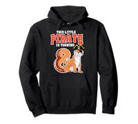 This Little Pirate Is Turning 8 Wild Tiger 8th Birthday Pullover Hoodie