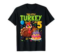 This Little Turkey is 5 Birthday Girl Thanksgiving T-Shirt