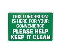 This Lunchroom Is Here For Your Convenience Please Help Keep It Clean Security Warning Metal Signs for Business Office Road Home Street Wall Safety Decor Easy to Mount 30 x 20 cm