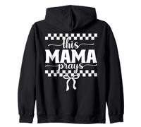 This Mama Prays Faith Checkered Bow Zip Hoodie