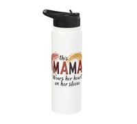 This Mama Wears Her Heart On Her Sleeve Stainless Steel Insulated Water Bottle