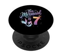 This Mermaid Is 7 Birthday Girl Outfit Cute Ocean Theme PopSockets Adhesive PopGrip