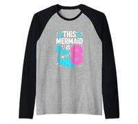 This Mermaid is 8 Birthday Girl Ocean Party Raglan Baseball Tee