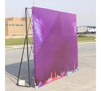 This Metal Poster Display Stand, Tension Fabric Pop Up Backdrop Rack for Trade Shows and Retail Stores