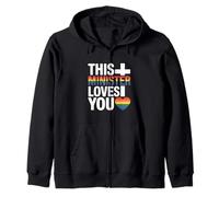This Minister Loves You LGBTQ Religious Leader Gay Pride Zip Hoodie