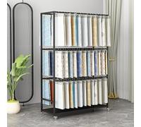 This Mobile Fabric Storage Rack with Wheels - Adjustable Display Organizer for Curtains, Quilts, Blankets, Scarves & Underwear - Textile Sample Holder (Black, 150x40x180cm)