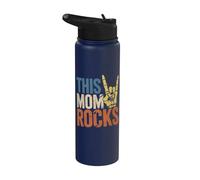 This Mom Rocks Skeleton Hand Mothers Day Rock On Stainless Steel Insulated Water Bottle