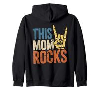 This Mom Rocks Skeleton Hand Mothers Day Rock On Zip Hoodie
