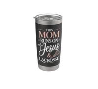 This Mom Runs On Jesus and Lacrosse Stainless Steel Insulated Tumbler