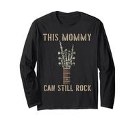 This Mommy Can Still Rock On Skeleton Hand Guitar Birthday Long Sleeve T-Shirt