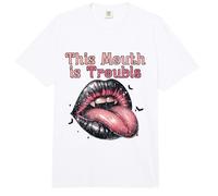 This Mouth is Trouble Sexy Vampire Teeth Lips Tongue Spooky Comfort Colors Adult Heavyweight T-Shirt