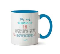 This Mug Belongs to The World's Best Boyfriend, Romantic Gift Ideas for Him, Coffee Mugs for Men Birthday Valentines, Fiancee Partner Present - Lblue