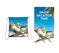 This multi-functional convertible beach towel backpack is an extra-large, wearable microfiber beach bag with an internal zippered pocket and a sand-proof, quick-drying mat (Stile 2)