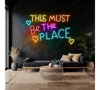This Must Be The Place Colorful Heart Neon Sign, T Colorful Quote Led Light