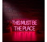 This Must Be The Place Neon Sign for Wall Décor Dimmable LED Neon Light USB Powered Neon Art Signs(Pink)
