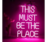 This Must Be The Place Neon Sign for Wall Decoration, Neon Light Pink Text LED Light Up Sign USB Powered for Bedroom Playroom Party Wedding