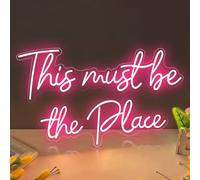This must be the Place Neon Sign Pink LED Light Sign | USB Powered Word Lignt Up Art Wall Decor for Home Bedroom Bar Office Personalized Gifts