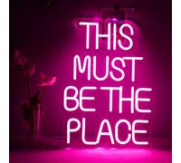 This Must Be The Place Neon Sign, Pink Neon Signs for Wall Decor, Pink LED Sign, Letter Neon Lights with USB Powered for Bedroom, Livingroom, Wall Hanging Decor