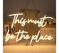 This Must Be The Place Neon Sign Warm White Letter Led Signs for Wall Decor Usb Word Light Up Signs for Bedroom Salon Man Cave Beer Home Bar Wedding Birthday Party Decor Gifts